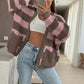 Women's Stylish Striped Open Front Sweater