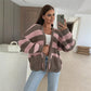 Women's Stylish Striped Open Front Sweater