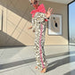 Women's Leopard Long-Sleeve Tops ＆ Wide-Leg Pants 2-Piece Set