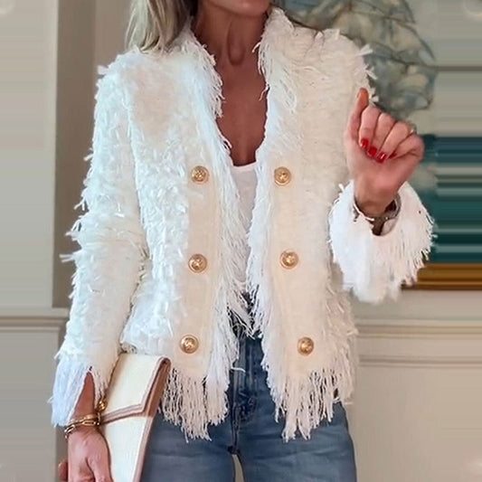 💜Limited stock available  50%OFF 💜 Women’s Fashion Button Tassel Short Coat