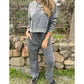 Vintage Washed Pullover Cropped Hoodie & Pants Set