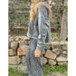 Vintage Washed Pullover Cropped Hoodie & Pants Set