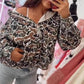 Camouflage Print Hooded Sweatshirt with Quarter Zip