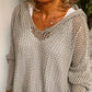 Women's Crochet Hollow Out Hooded Long Sleeve Tops