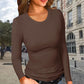 Women’s Solid Round-Neck Long-Sleeve Slim Fit Tops