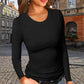 Women’s Solid Round-Neck Long-Sleeve Slim Fit Tops