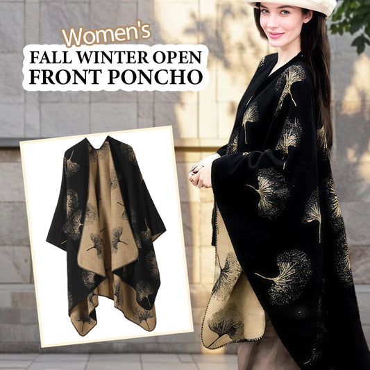 Women's Fall Winter Open Front Poncho