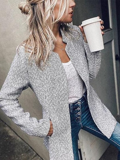 💐Big Sale-50% Off💕Women's Solid Color Pocket Long Sleeve Open Front Coat