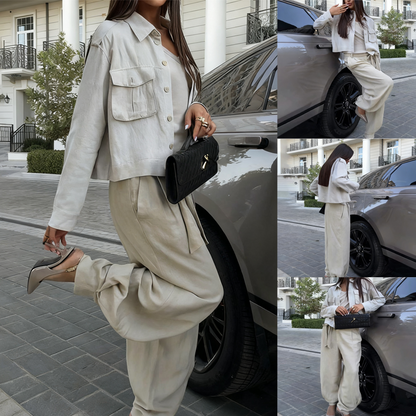 Women's Lapel Jacket & Pants Set