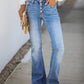 🔥🔥90S VINTAGE BUTTON FLY KNEE FRAYED HIGH WAIST FLARE JEANS