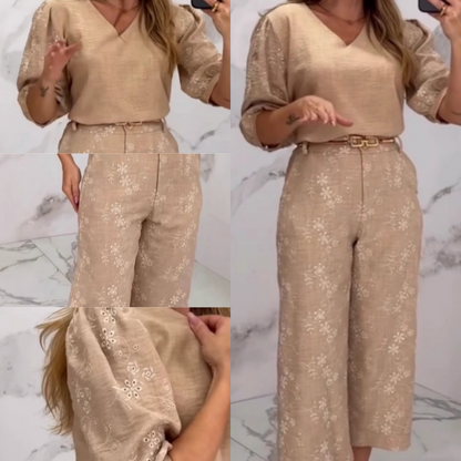 Women's Elegant Embroidered 2-Piece Set