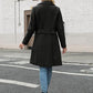 Elegant Black Double-Breasted Coat: Comfortable Fit & Timeless Style