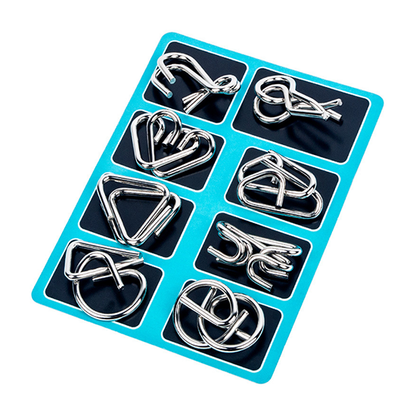 Metal puzzle ring eight-piece blue version brain teasers