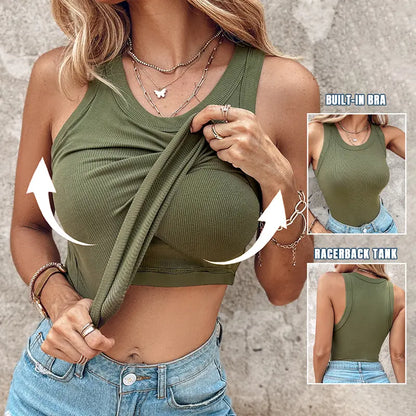 💖Ribbed Stretchy Tank Top with Shelf Bra