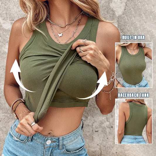 💖Ribbed Stretchy Tank Top with Shelf Bra