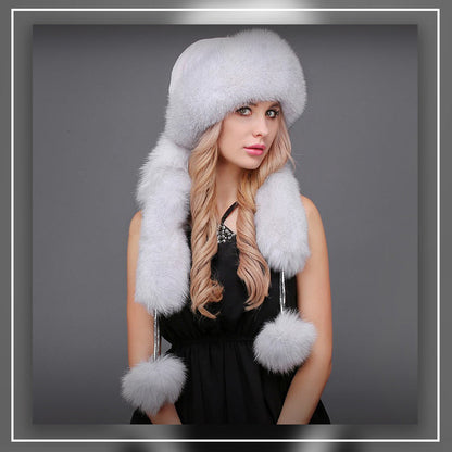 Women’ s Winter Fluffy Integrated Hat And Scarf