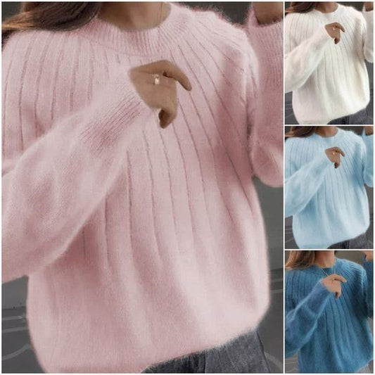 🎅Christmas sale🔥2pcs free shipping🔥Solid Color Fluffy Knitting Sweater