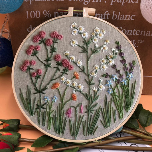 Last Day 50% OFF - Perfect Gift - Embroidery Hoop Flower Kit for Beginner