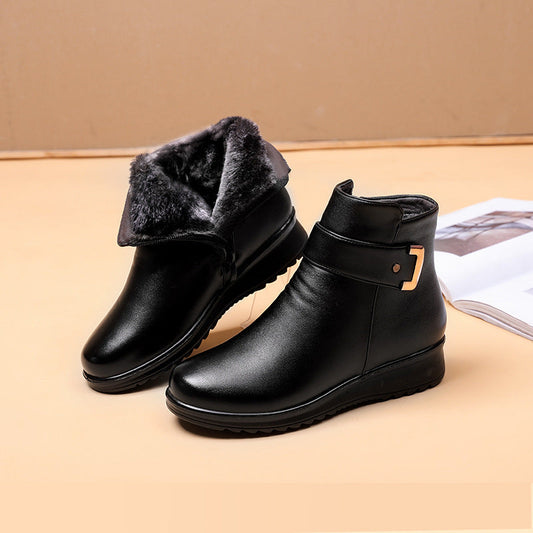 🔥Black Friday 70% OFF - Women's Metal Buckle Genuine Leather Wool Orthopedic Boots