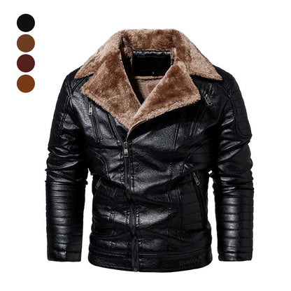 [Winter Gift] Men's Winter Warm Faux Fleece Lined PU Leather Jacket