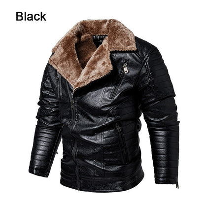 [Winter Gift] Men's Winter Warm Faux Fleece Lined PU Leather Jacket