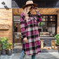 Women's Plaid Print Long Sleeve Warm Tweed Coat
