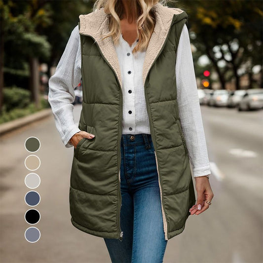 🔥Christmas sale 50% OFF🔥Great Gift! Women's Fall Reversible Vest Sleeveless Faux Fleece Jacket
