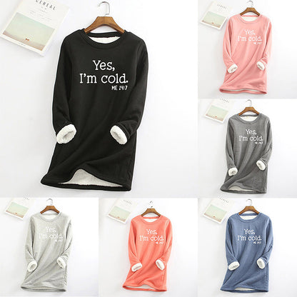 [Best Gift For Her] Women's Winter Plush Lined Warm Sweatshirt