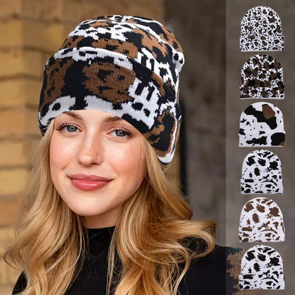 [Warm Gift] Unisex Cow Print & Leopard Print Knit Warm Hat