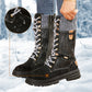 [Best Gift for Her] Fashion Knit Patchwork Round Toe Mid-calf Boots