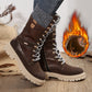 [Best Gift for Her] Fashion Knit Patchwork Round Toe Mid-calf Boots