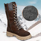 [Best Gift for Her] Fashion Knit Patchwork Round Toe Mid-calf Boots