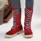 [Best Gift for Her] Fashion Knit Patchwork Round Toe Mid-calf Boots