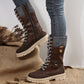 [Best Gift for Her] Fashion Knit Patchwork Round Toe Mid-calf Boots