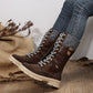 [Best Gift for Her] Fashion Knit Patchwork Round Toe Mid-calf Boots