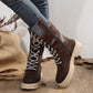 [Best Gift for Her] Fashion Knit Patchwork Round Toe Mid-calf Boots