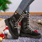 [Best Gift for Her] Fashion Knit Patchwork Round Toe Mid-calf Boots