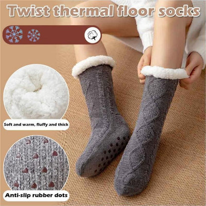 [Warm Gift] Twist Pattern Soft Anti-Slip Thermal Floor Socks for Winter