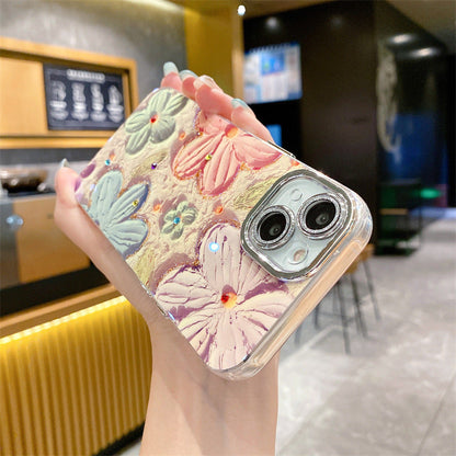 Oil Painting Flower iPhone Case with Lens Protector Film